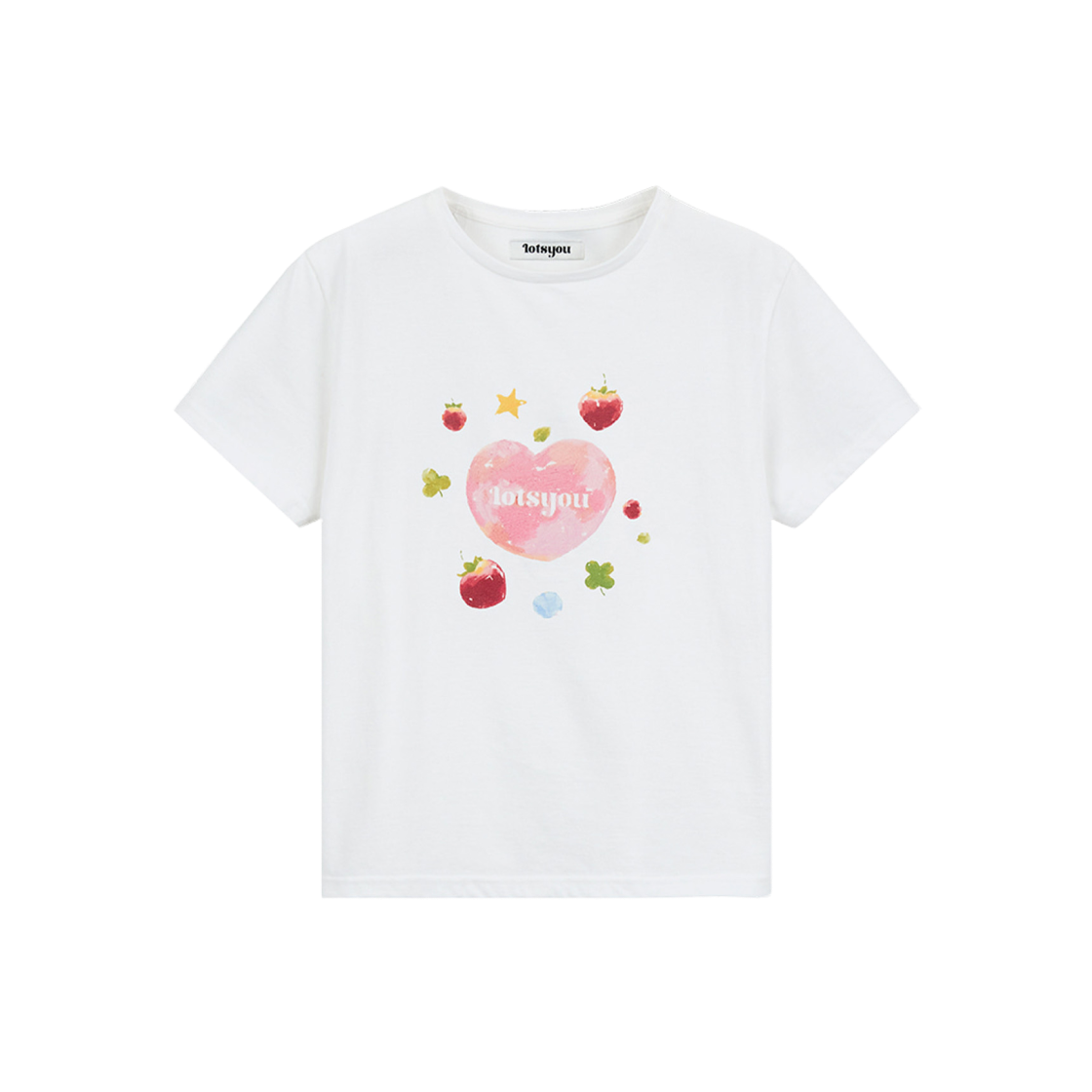라츠유 라츠유 X 크레용래빗_페이버드 하트 티셔츠 화이트(LOTS YOU LOTSYOU X CRAYON RABBIT_Favored Heart T-shirt White)