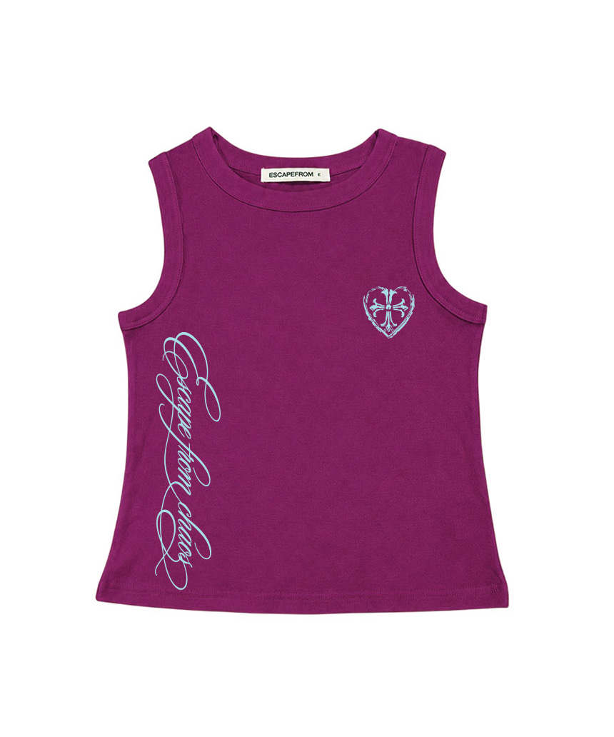 이스케이프프롬 ESCF 레터링 크로스 프린트 슬리브리스 블랙(Escapefrom ESCF Lettering Cross Print Sleeveless Top Black) - 5