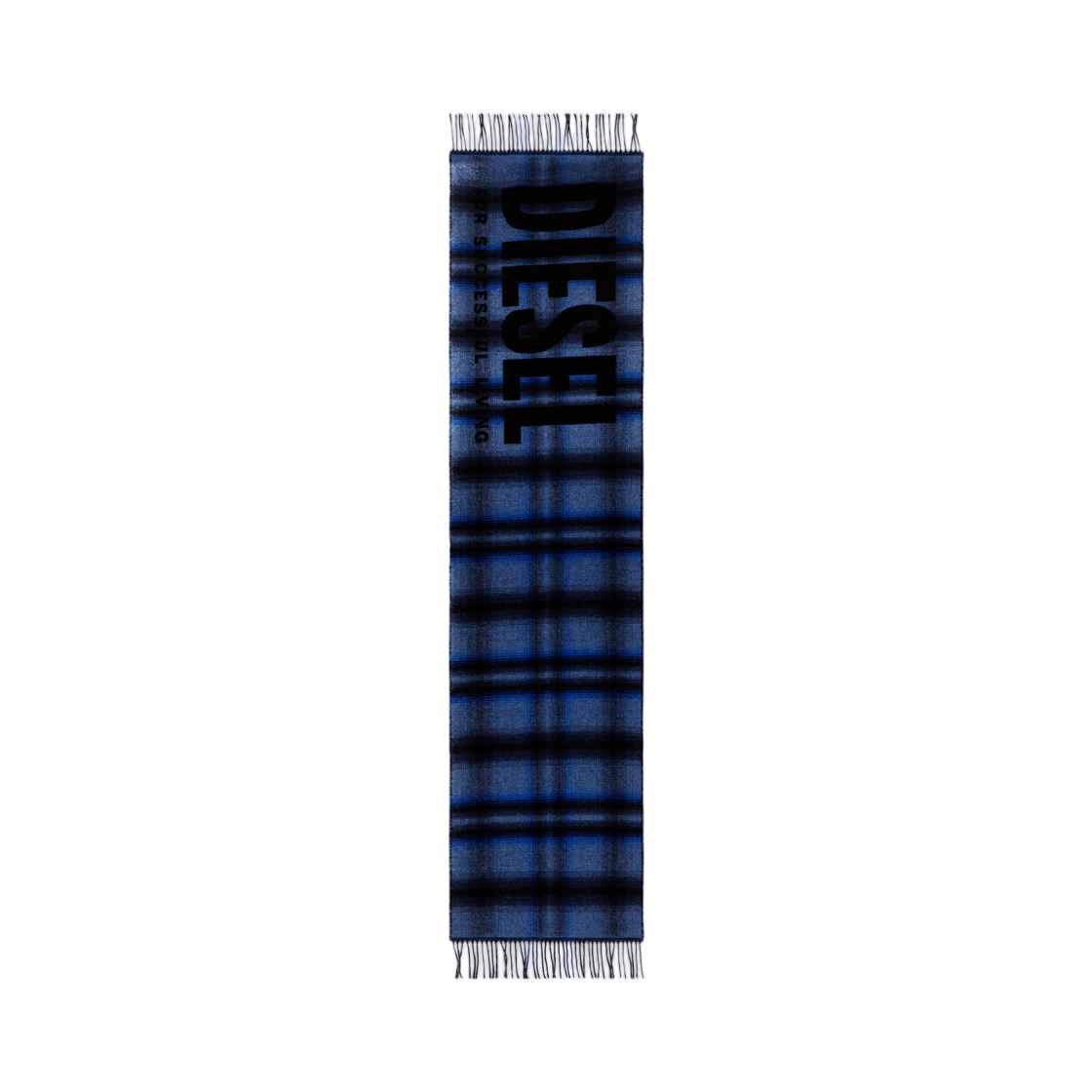 A218250EGDY-81EA Diesel Wool-Blend Scarf with Check Pattern Blue