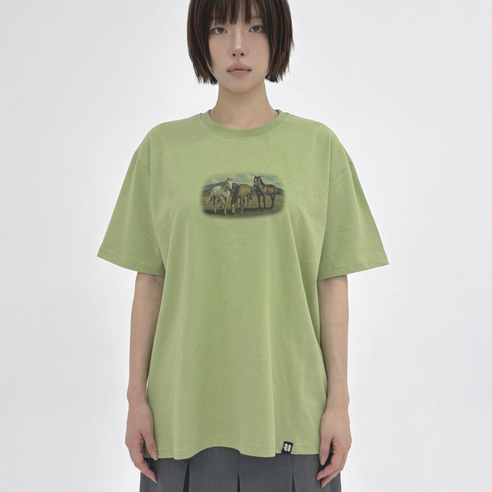 언스테디마켓 호시즈 그래픽 티셔츠 마챠(UnsteadyMarket Horses Graphic Tee_Matcha) - 4