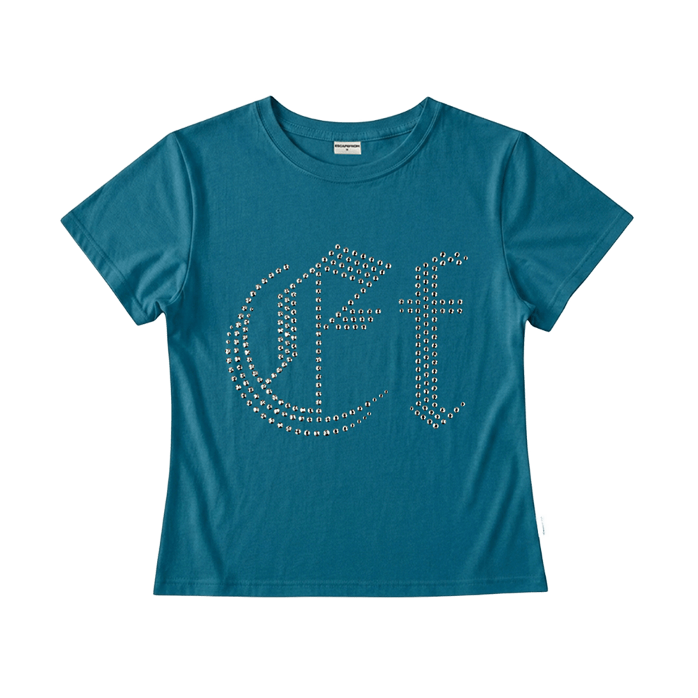 이스케이프프롬 EF 핫픽스 디테일 슬림핏 반팔티 터콰이즈 민트(Escapefrom EF Hotfix Detail Slim Fit T-Shirt Turquoise Mint) - 1