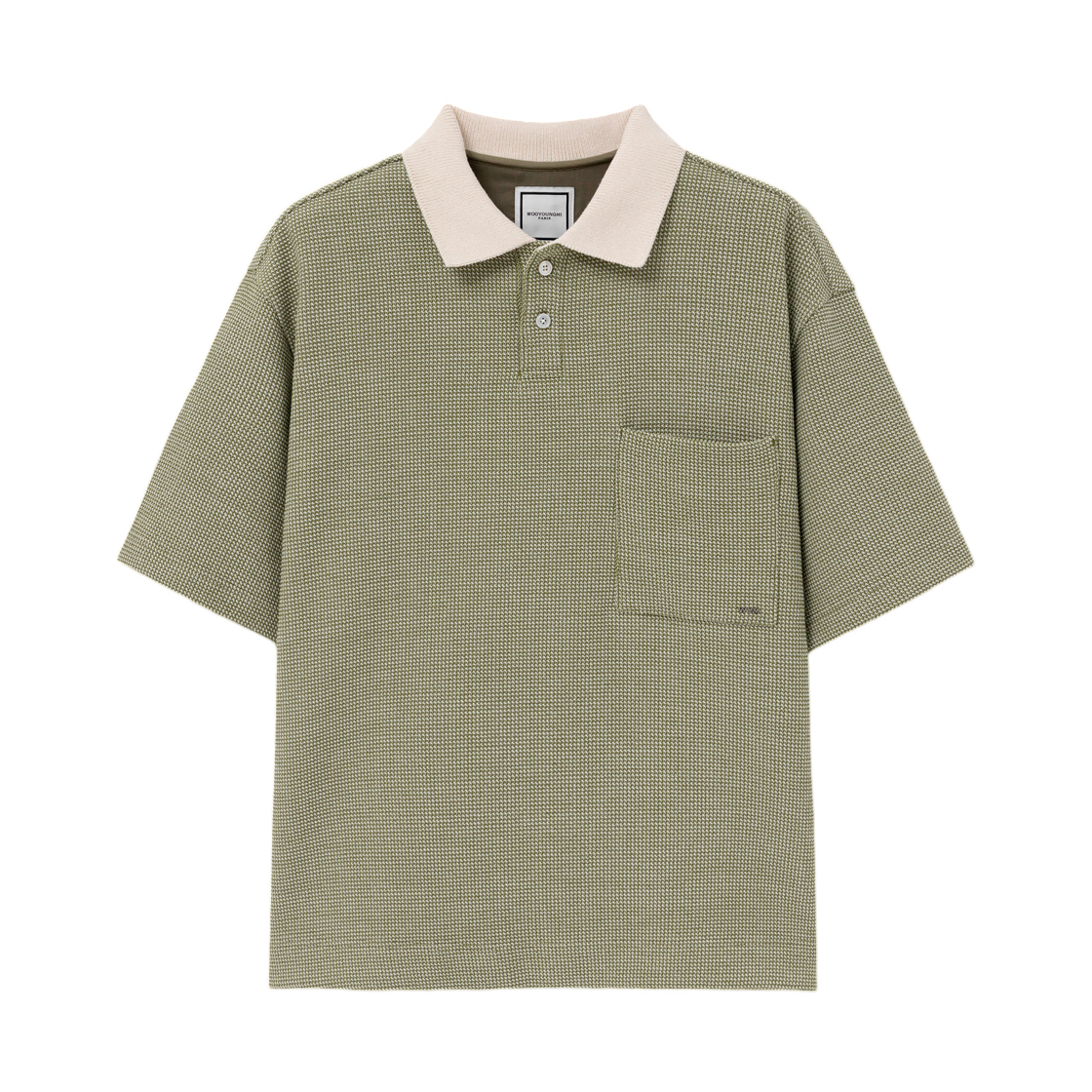 W261TS16734K Wooyoungmi Textured Polo T-Shirt Khaki - 26SS