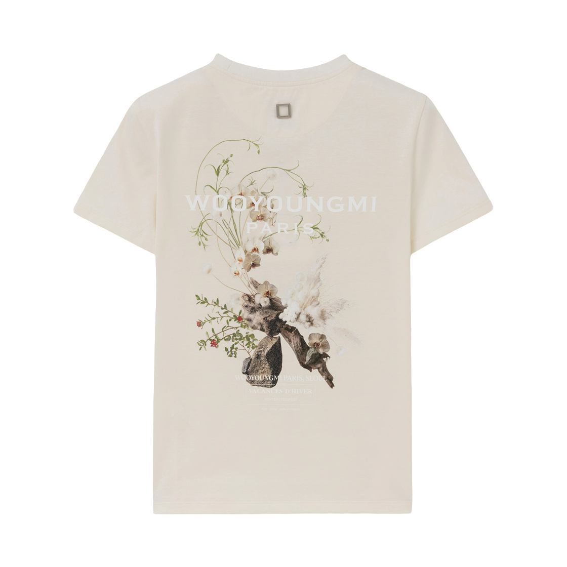 M263TS06702I (W) Wooyoungmi Flower Back Logo T-Shirt Ivory - 26FW