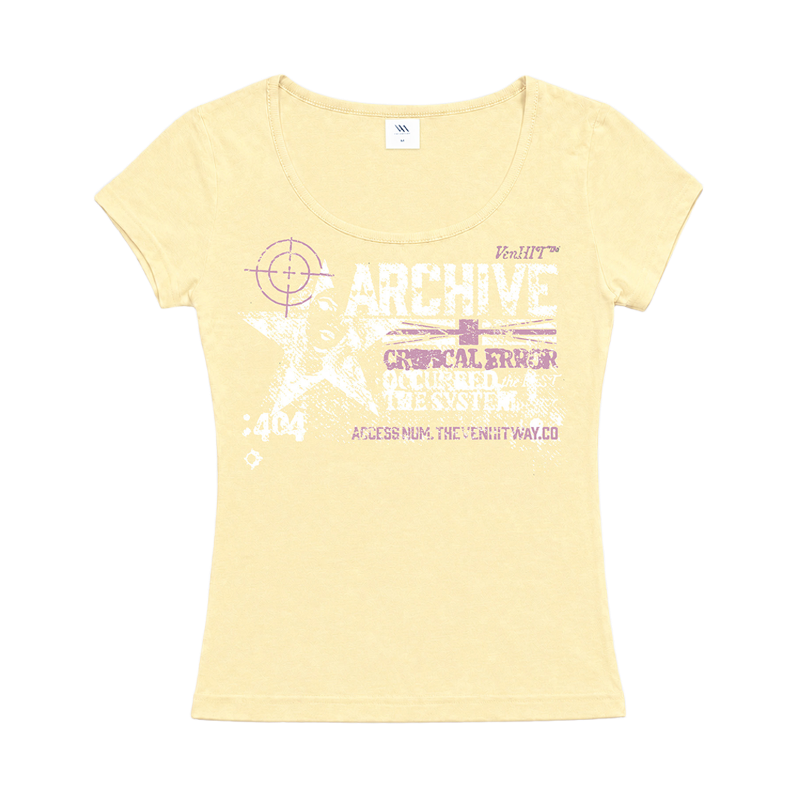 벤힛 크리티컬 에러 유넥 슬림핏 반팔티 옐로우(venhit Critical Error U-Neck Slim Fit T-Shirt Yellow)