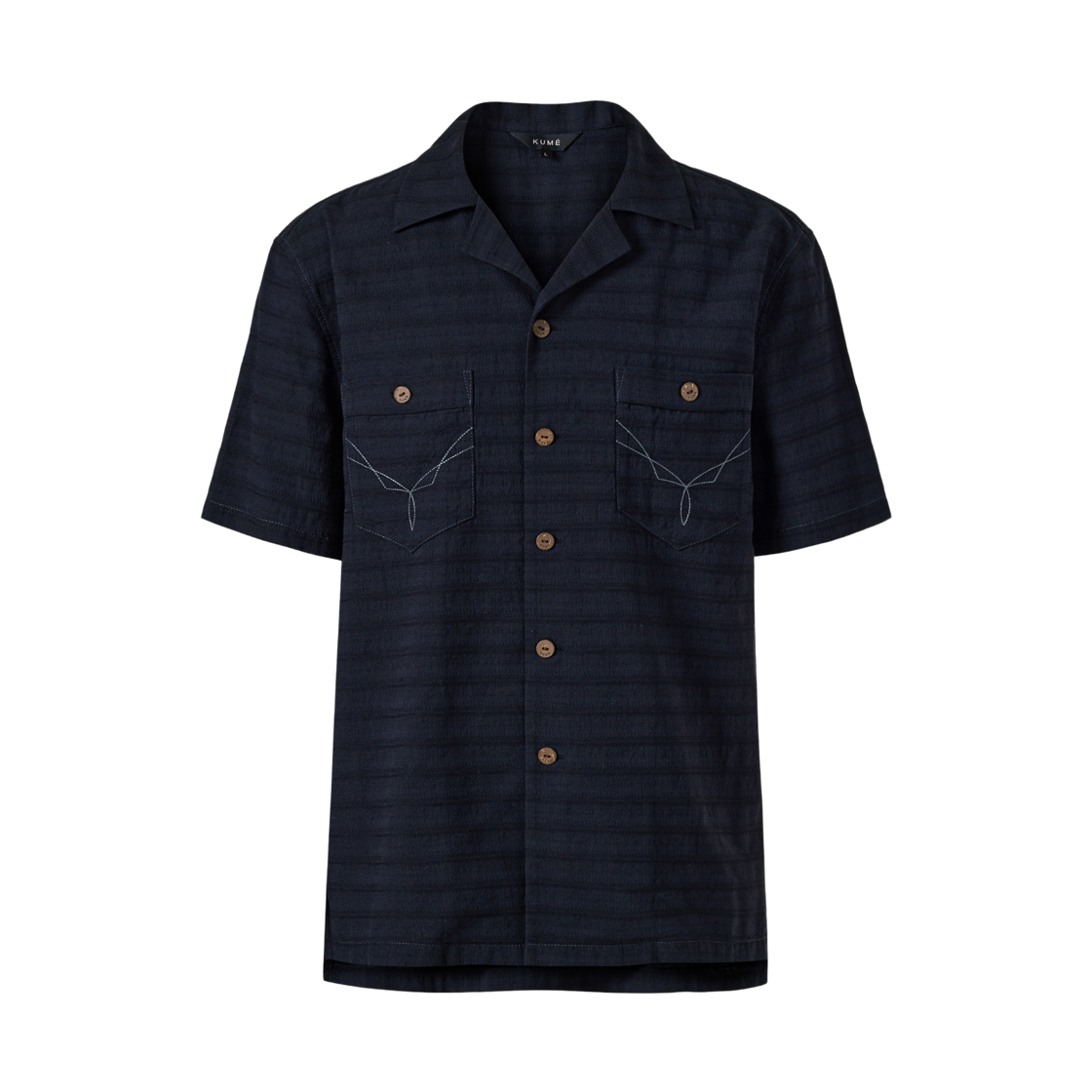 쿠메 웨스턴 엠브로이더드 포켓 셔츠 네이비(KUME Western Embroidered Pocket Shirt - Navy)