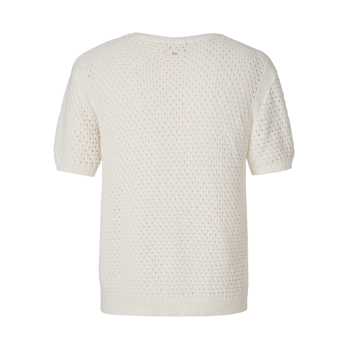 쿠메 와플 크로셰 숏 슬리브 니트 탑 아이보리(KUME Waffle Crochet Short Sleeved Knit Top - Ivory) - 2