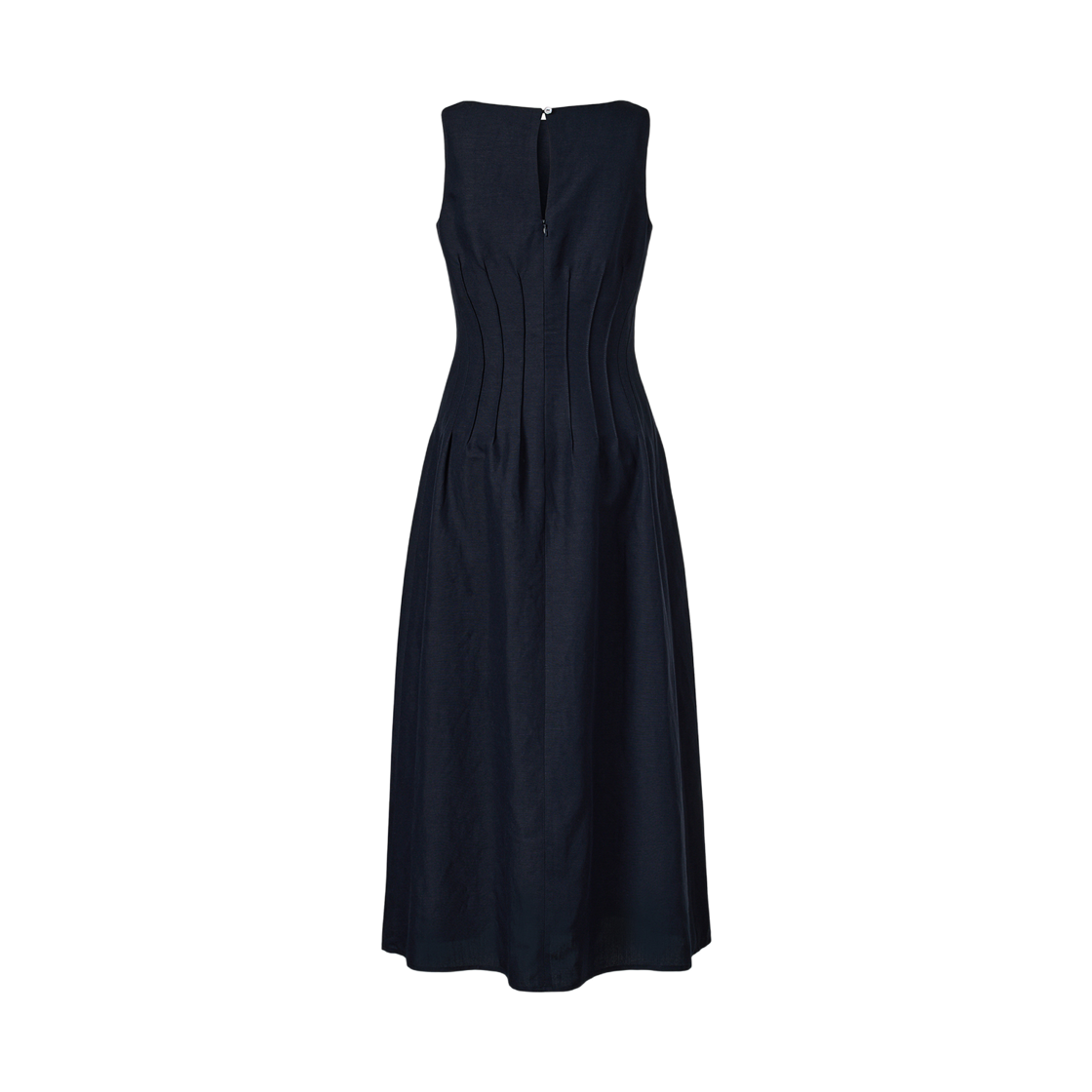 (W) 쿠메 린넨 보트넥 핀턱 드레스 네이비((W) KUME Linen Boat-Neck Pintucked Dress - Navy) - 2