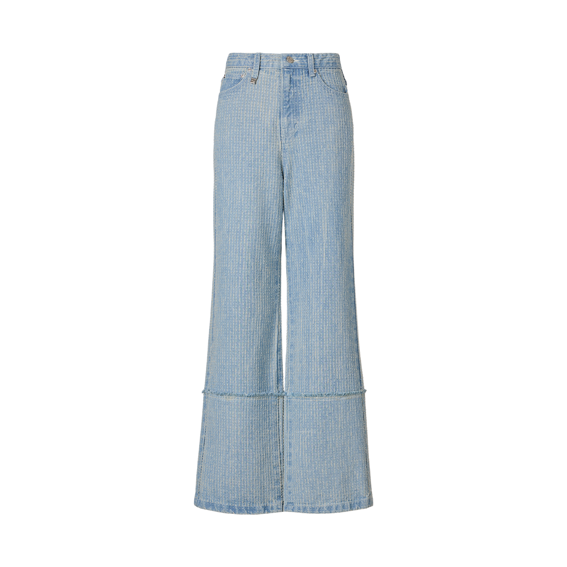 KM-26SS-PT05LBL (W) KUME Punched Semi-Wide Denim Pants - Lightblue