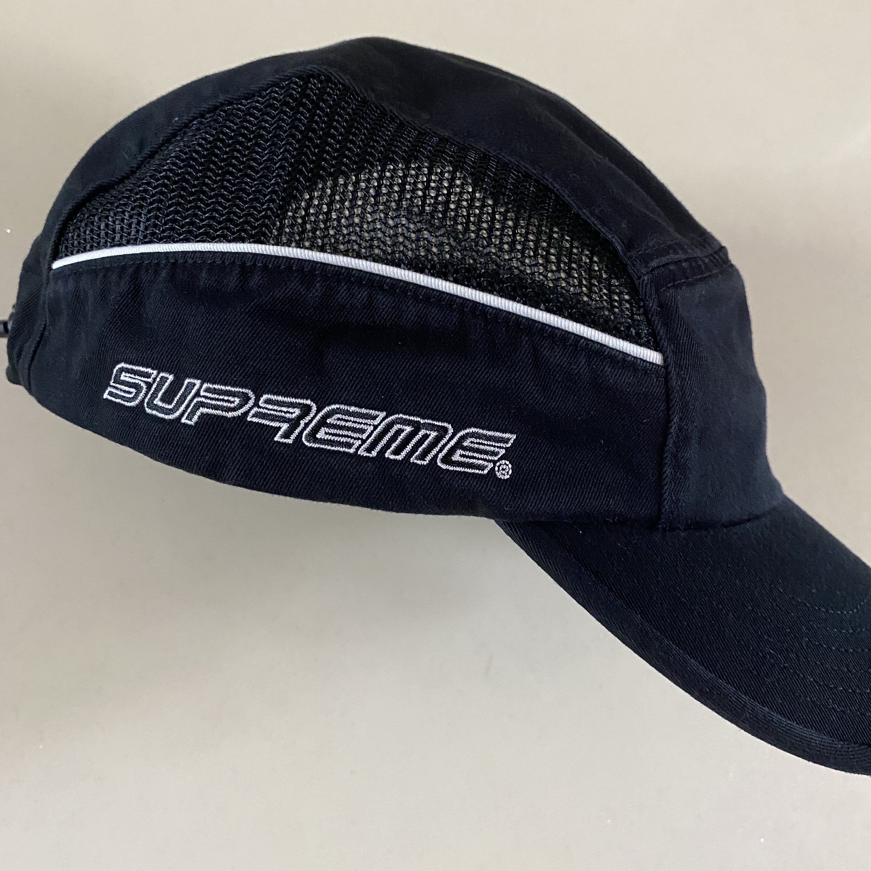 Supreme Side Mesh Piping Camp Cap Black - 26SS 착용 스타일 - 3