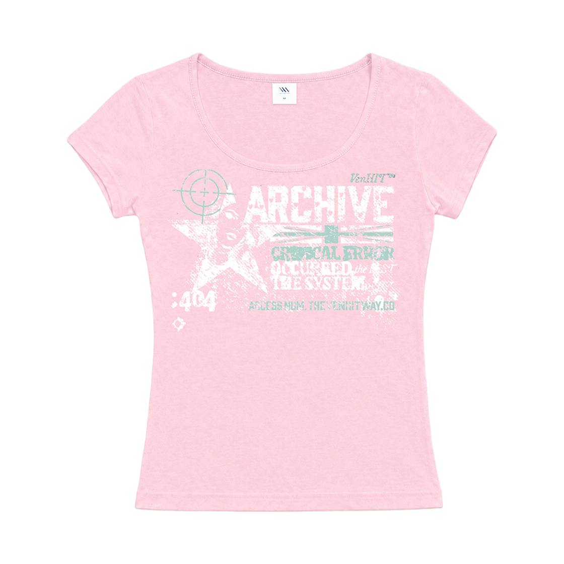 벤힛 크리티컬 에러 유넥슬림핏 반팔티 핑크(venhit Critical Error U-Neck Slim Fit T-Shirt Pink)