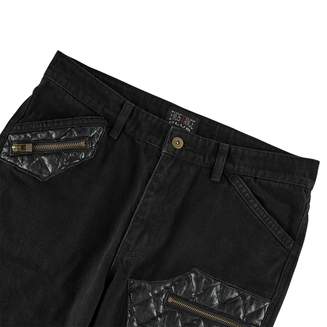 에모스탠스클럽 레더 패치 플레어드 진 V3 블랙(emostanceclub Leather Patch Flared Jeans V3 Black) - 5