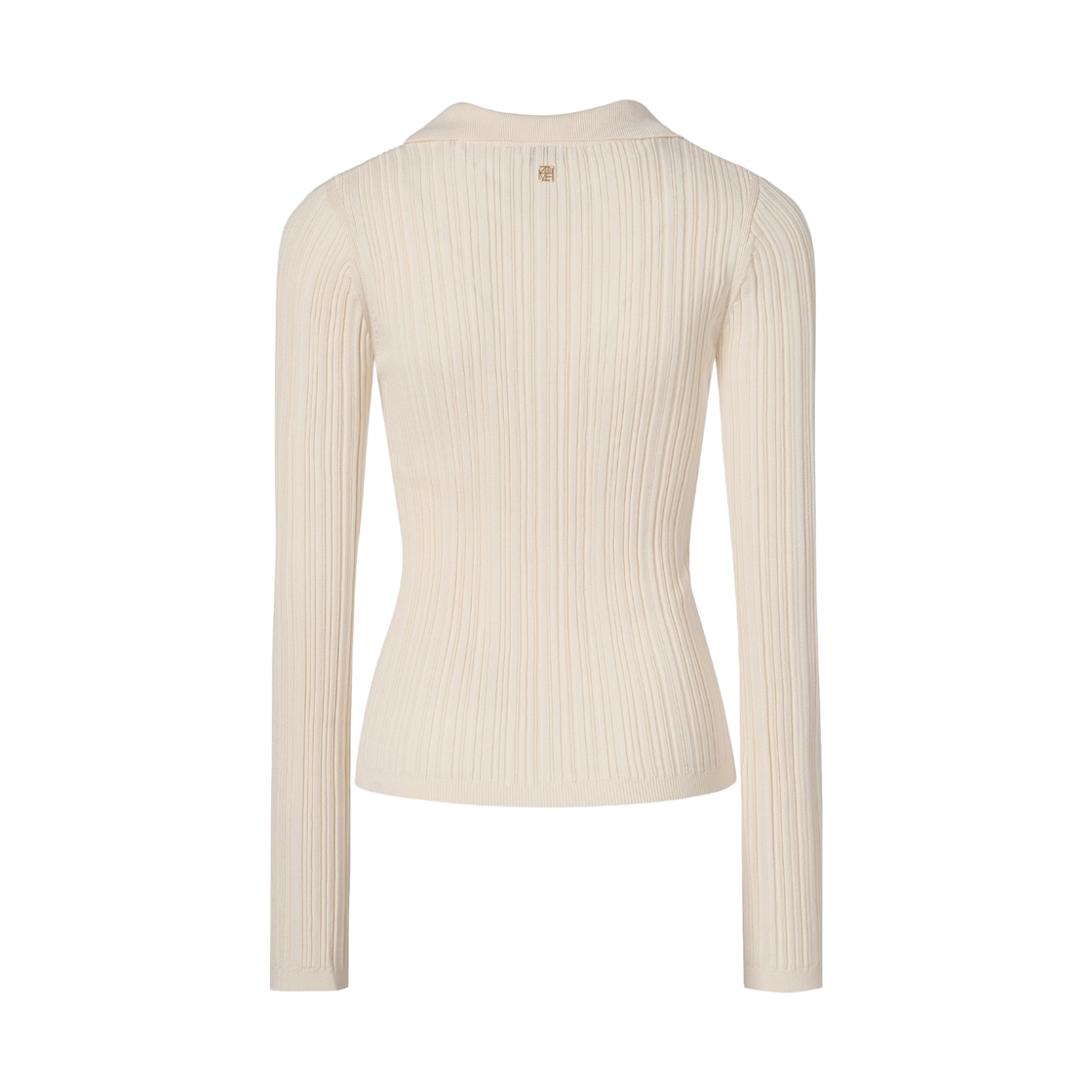 (W) 쿠메 리브드 플리츠 카라 가디건 아이보리((W) KUME Ribbed Pleated Collared Cardigan - Ivory) - 2