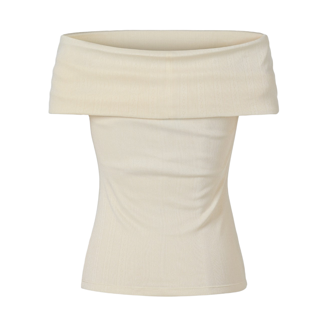 (W) 쿠메 포인텔 오프 숄더 탑 아이보리((W) KUME Pointelle Off Shoulder Top - Ivory) - 2