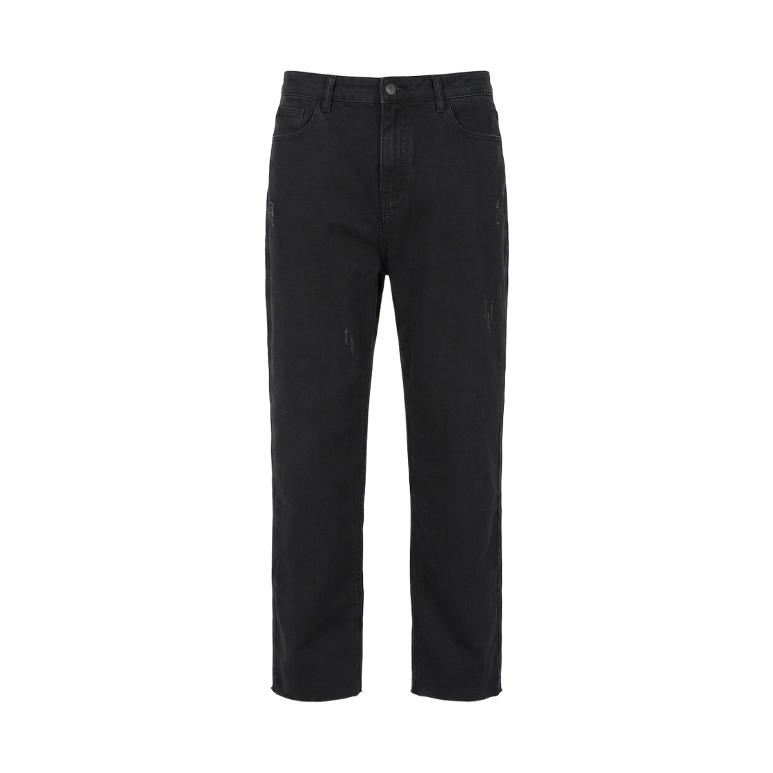 GC3727 GCLIP Bonded Fleece Black Cut-Off Straight Denim Pants