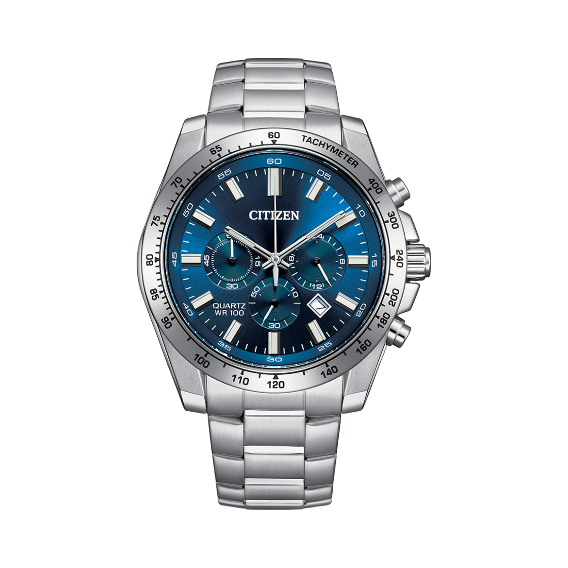 시티즌 크로노그래프 쿼츠 44mm 스테인리스 스틸 실버 블루(Citizen Chronograph Quartz 44mm Stainless Steel Silver Blue) - 1