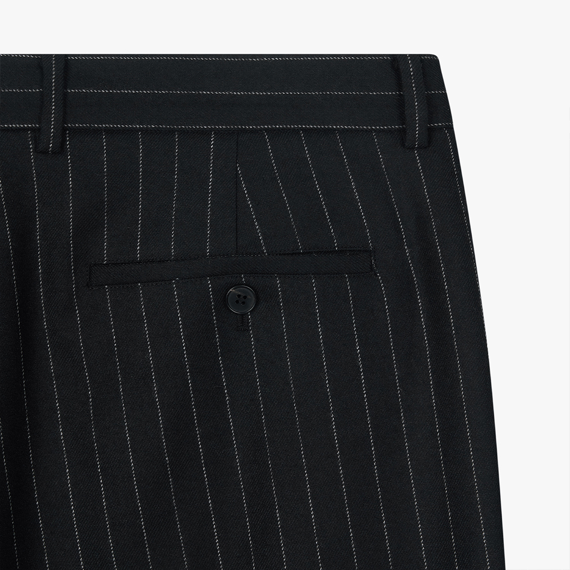 스트레인저 클래식 핏 울 핀스트라이프 슬랙스 블랙(Stranger Classic Fit Wool Pinstripe Trousers (Black)) - 4