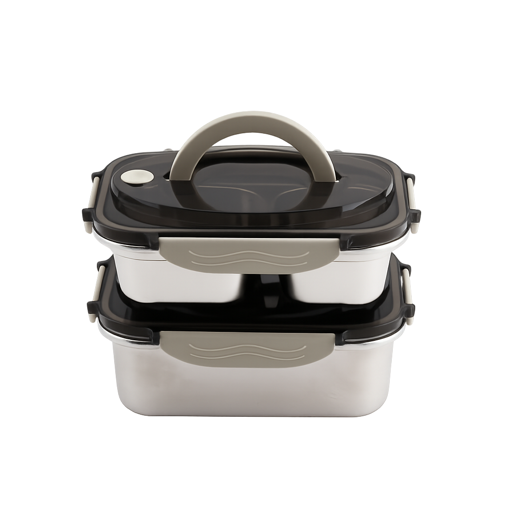 로시 렌지스텐 칸칸 밀폐용기 2종세트 1100+1700ml(Rossi Range‑Stainless Divided Airtight Container 2‑Piece Set (1100ml + 1700ml))