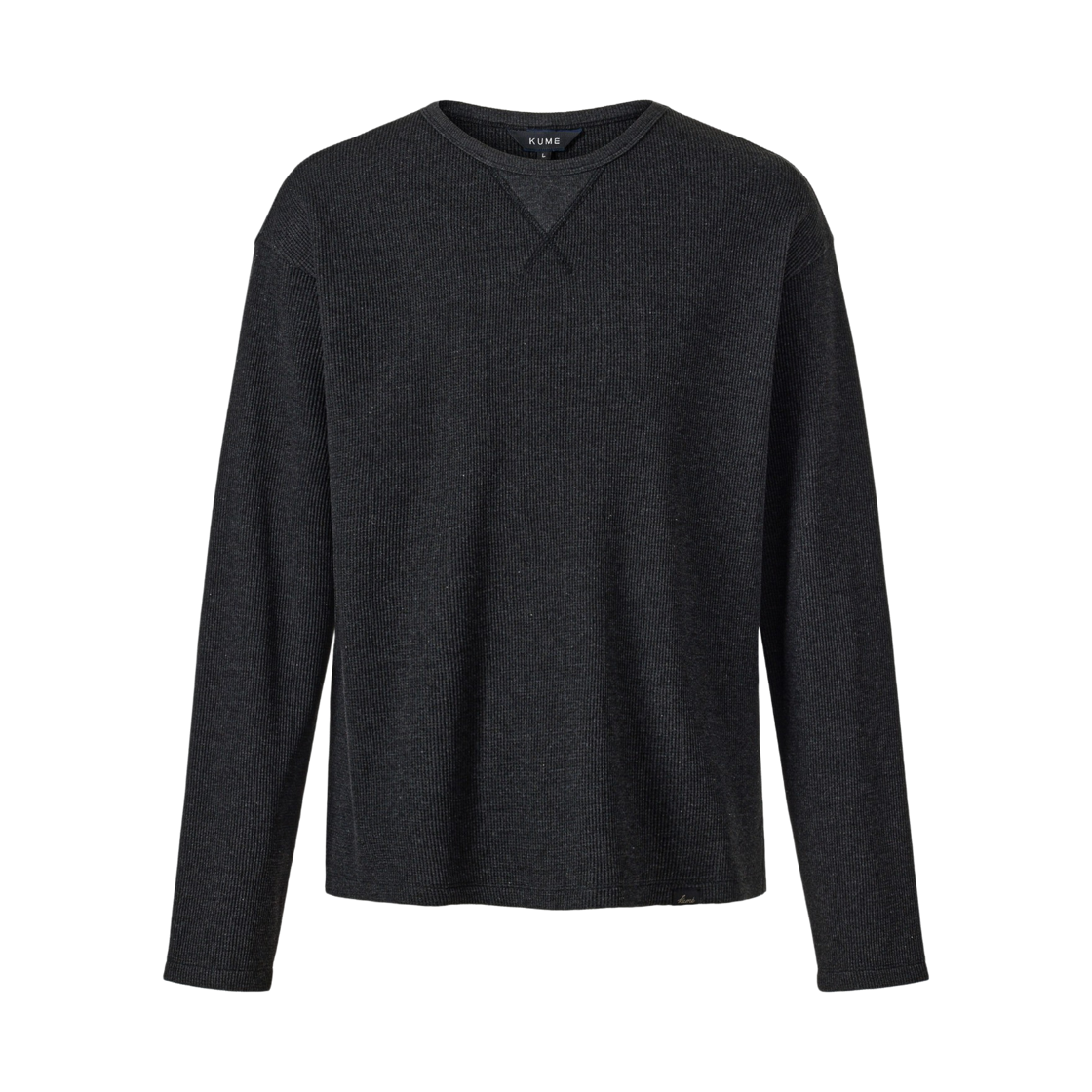 쿠메 와플 저지 롱 슬리브 티셔츠 차콜(KUME Waffle Jersey Long Sleeves T-Shirt - Charcoal) - 1