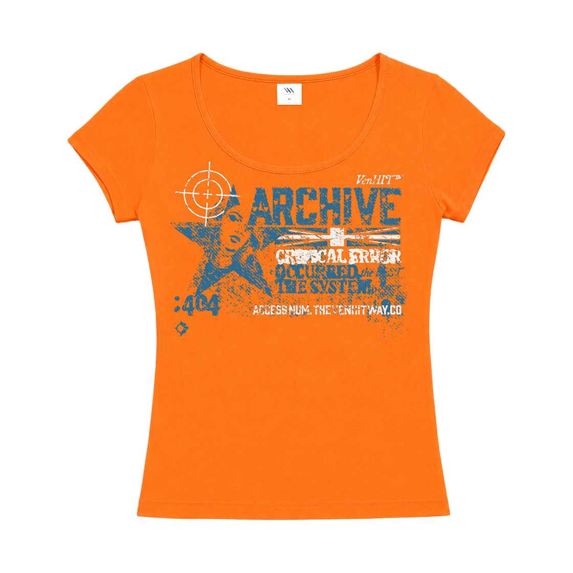 벤힛 크리티컬 에러 유넥슬림핏 반팔티 오렌지(venhit Critical Error U-Neck Slim Fit T-Shirt Orange)