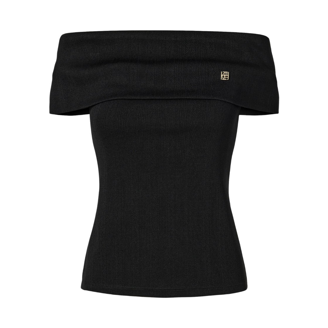 KM-26SS-TS01BK (W) KUME Pointelle Off Shoulder Top - Black