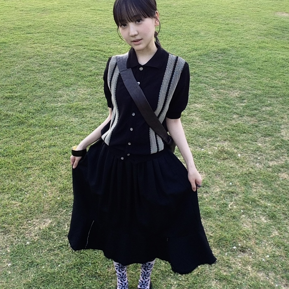 Kapital 14G Cotton Knit Oyster Aloha Polo Black, Kapital 200 Mulan Quilt Pattern See-Through Socks White Black 착용 스타일 - 1