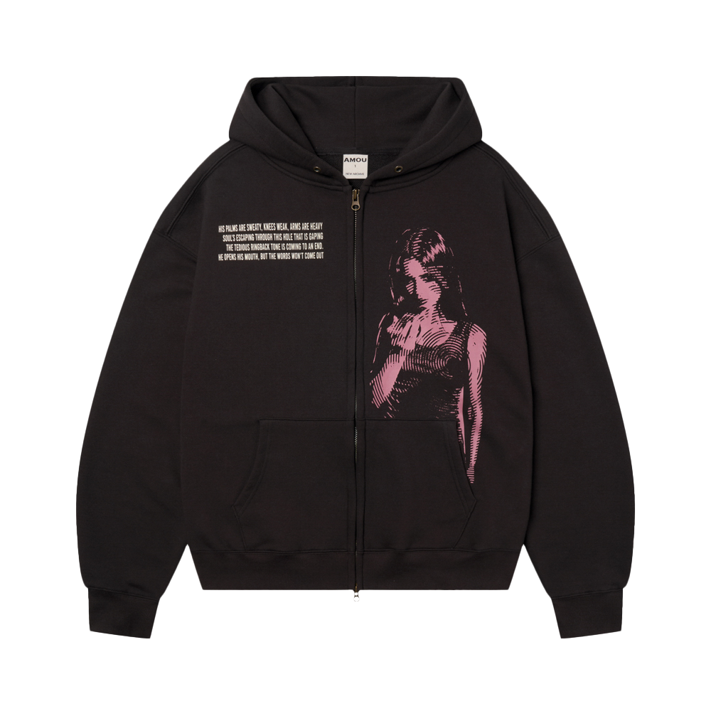 아모우 콜백 후디 집업 블랙(AMOU Call Back Hoodie Zip-up Black)