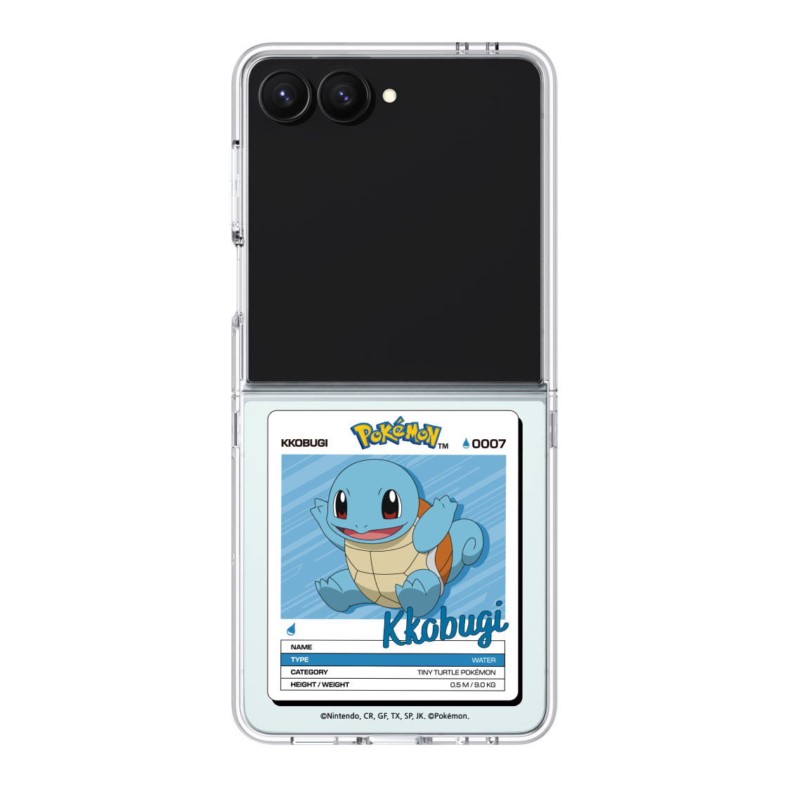 에스엘비에스 포켓몬 꼬부기 네임택 클리어 마그넷 케이스 for Galaxy Z Flip7 Flip8(SLBS Pokémon Squirtle Name tag Clear Magnet Case for Galaxy Z Flip7) - 2