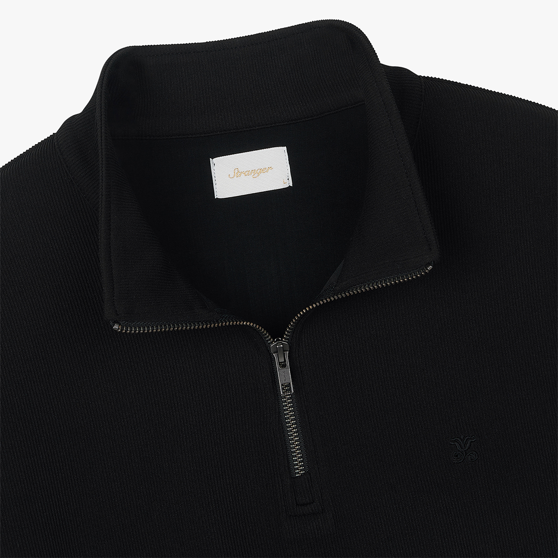스트레인저 릴렉스 핏 소프트 립 폴리 반집업 블랙(Stranger Relaxed Fit Soft Rib Poly Quarter Zip-Up (Black)) - 3