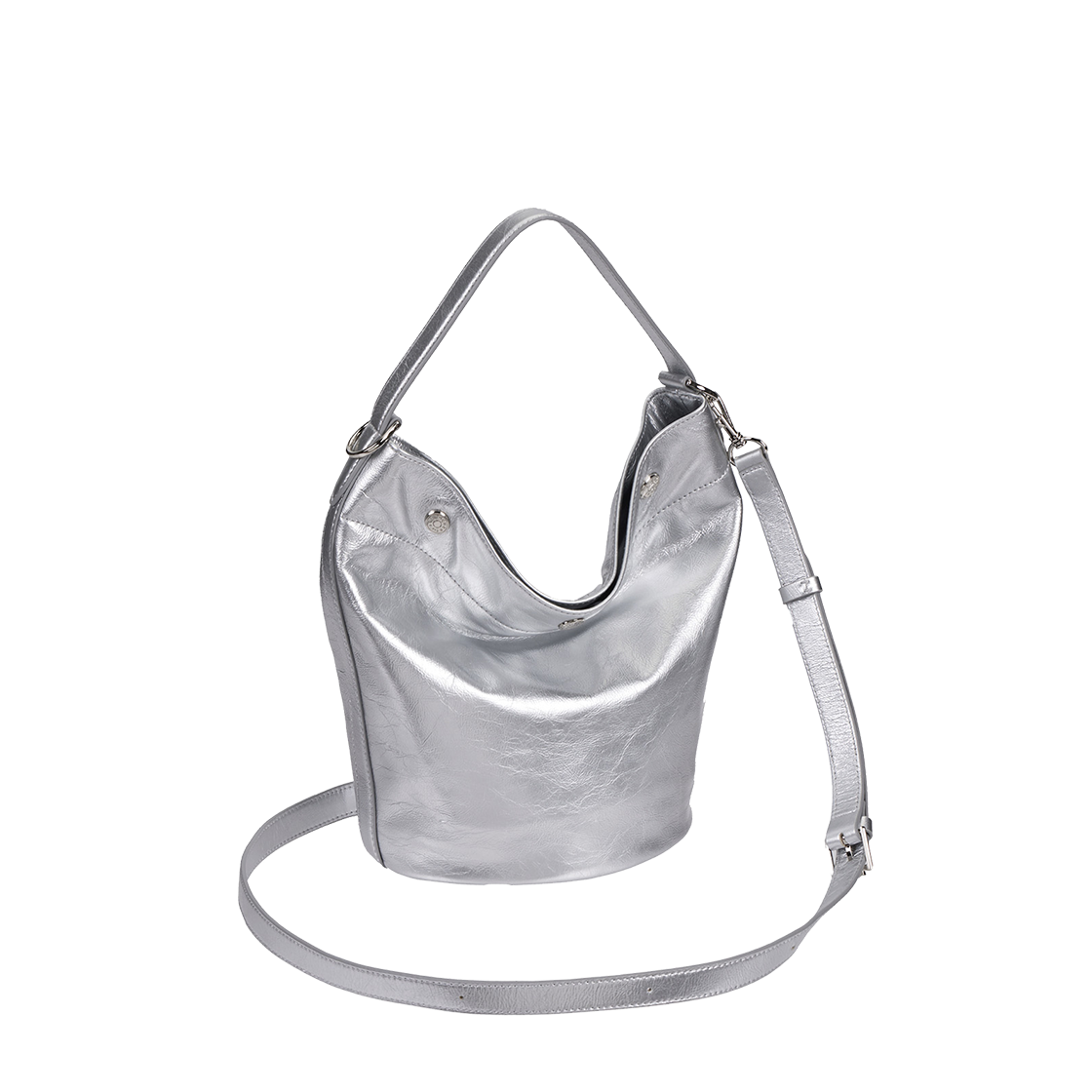 분크 퍼펙 버튼 업 플로우 호보 미듐 실버(vunque Perfec Button Up Flow Hobo M Silver)