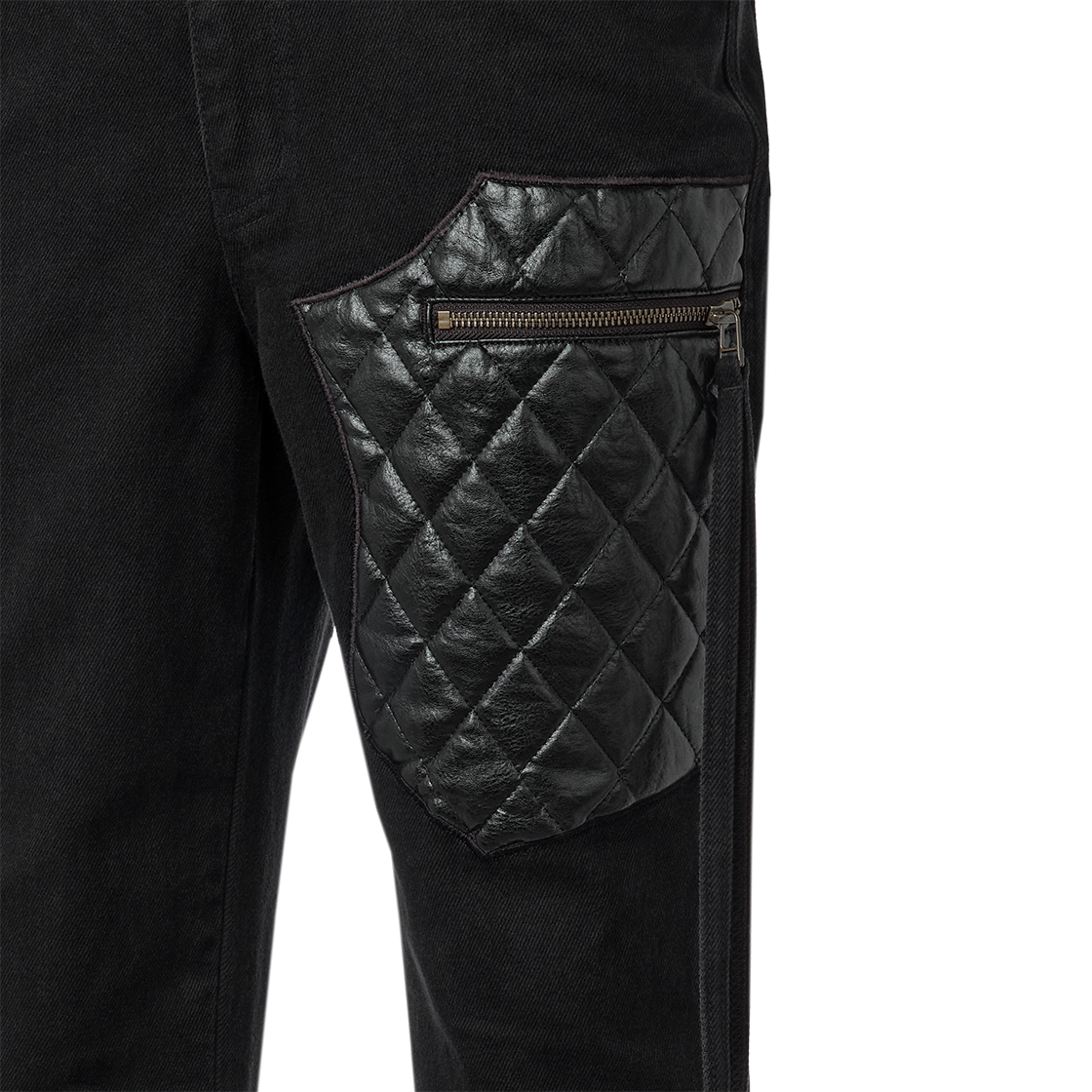 에모스탠스클럽 레더 패치 플레어드 진 V3 블랙(emostanceclub Leather Patch Flared Jeans V3 Black) - 4