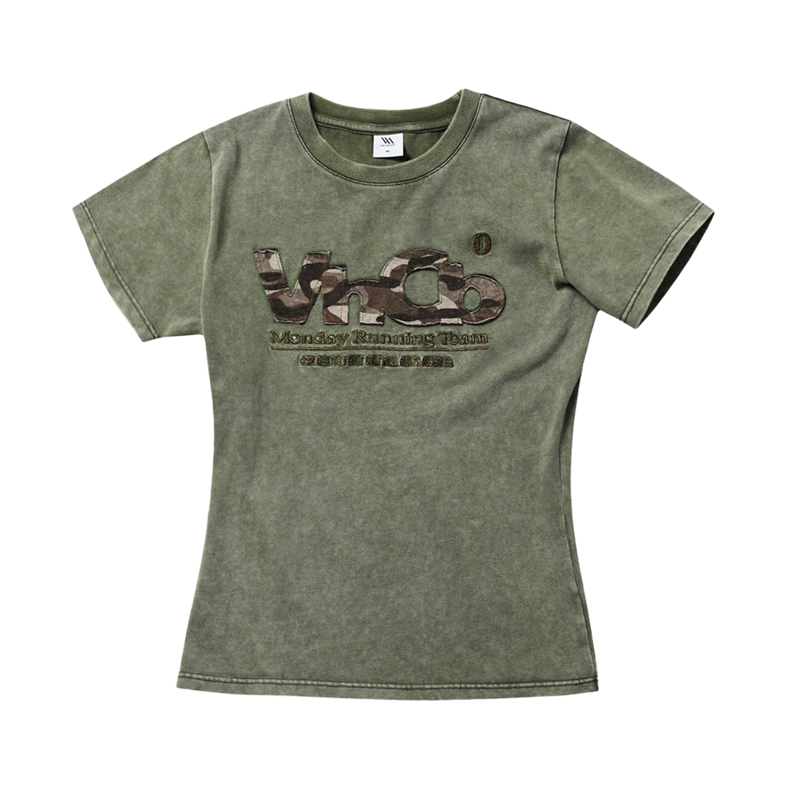 벤힛 MRT 아플리케 워시드 슬림핏 반팔티 카키(venhit MRT Applique Washed Slim Fit Short Sleeve T-Shirt Khaki)