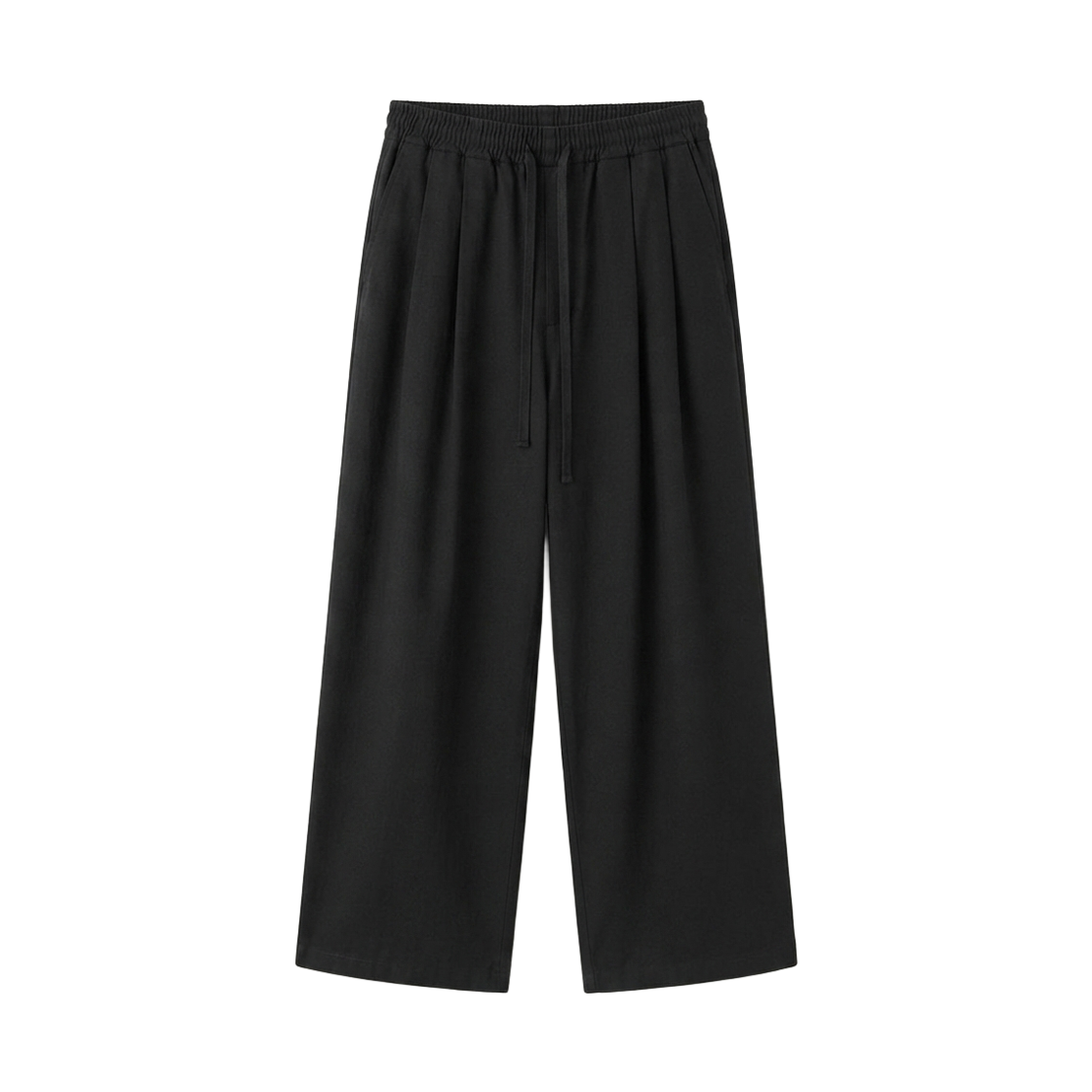 GW3943-블랙 GCLIP Gclip Strap Adjustable Waist Banding Boy Fit Pintuck Wide Cotton Pants Black