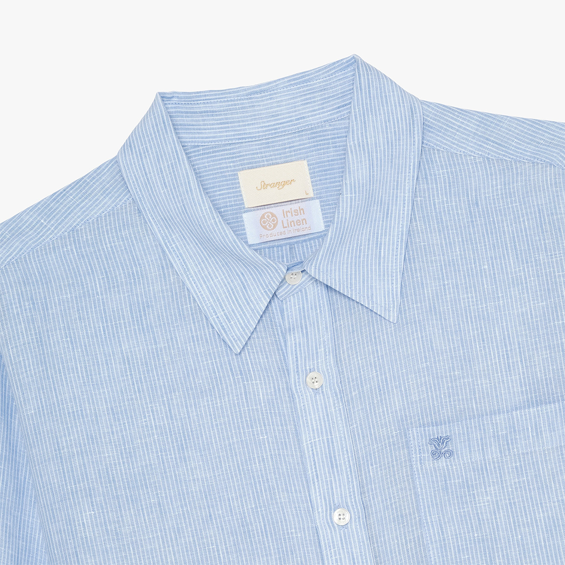 스트레인저 레귤러 핏 스트라이프 린넨 셔츠 라이트 블루(Stranger Regular Fit Stripe Linen Shirt (Light Blue)) - 3