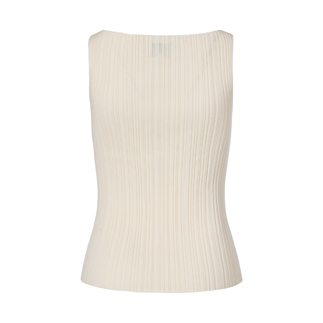 (W) 쿠메 리브드 플리츠 슬리브리스 스웨터 아이보리((W) KUME Ribbed Pleated Sleeveless Sweater - Ivory) - 2