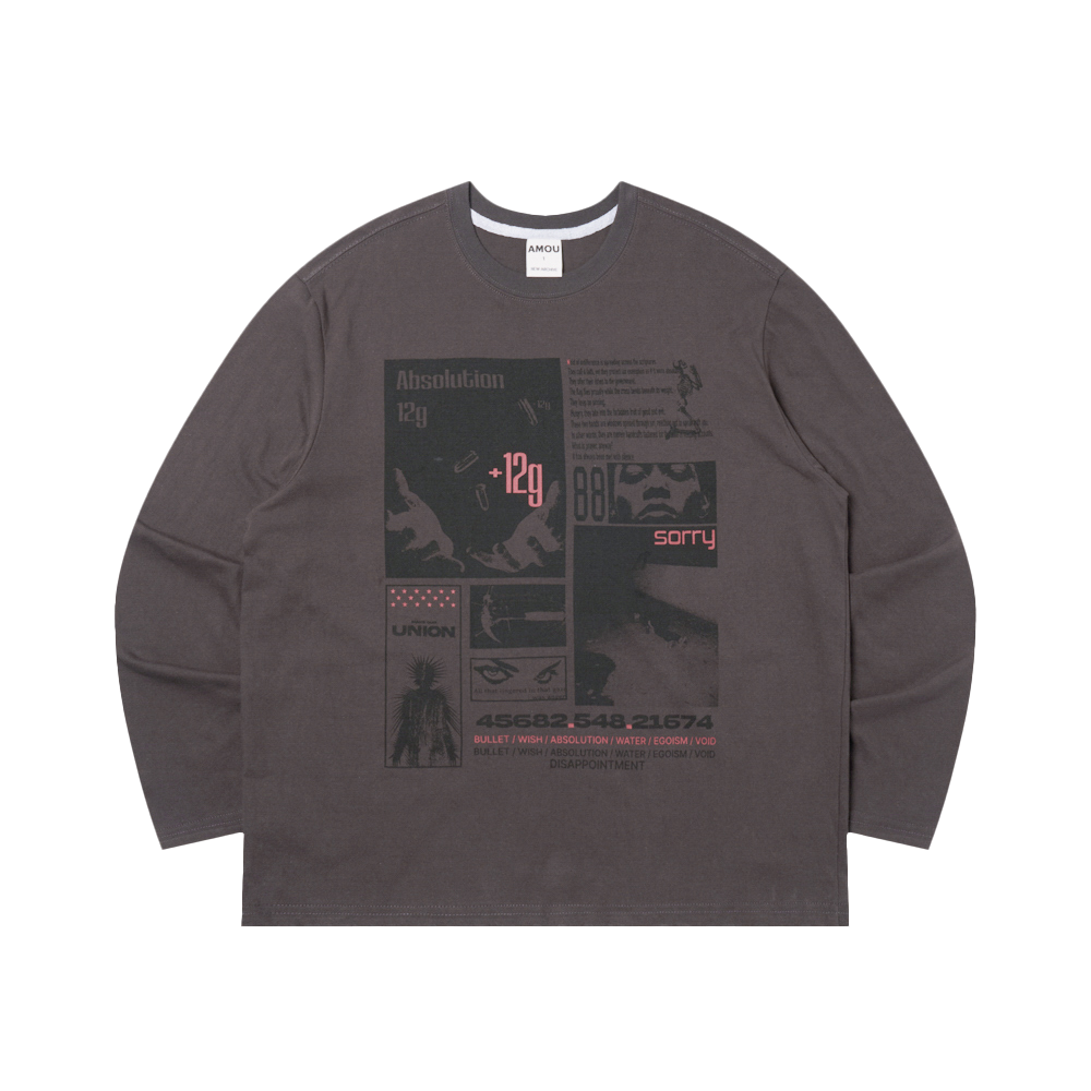 아모우 12 그램 롱슬리브 차콜 그레이(AMOU 12 gram Long Sleeve Chacoal Gray)