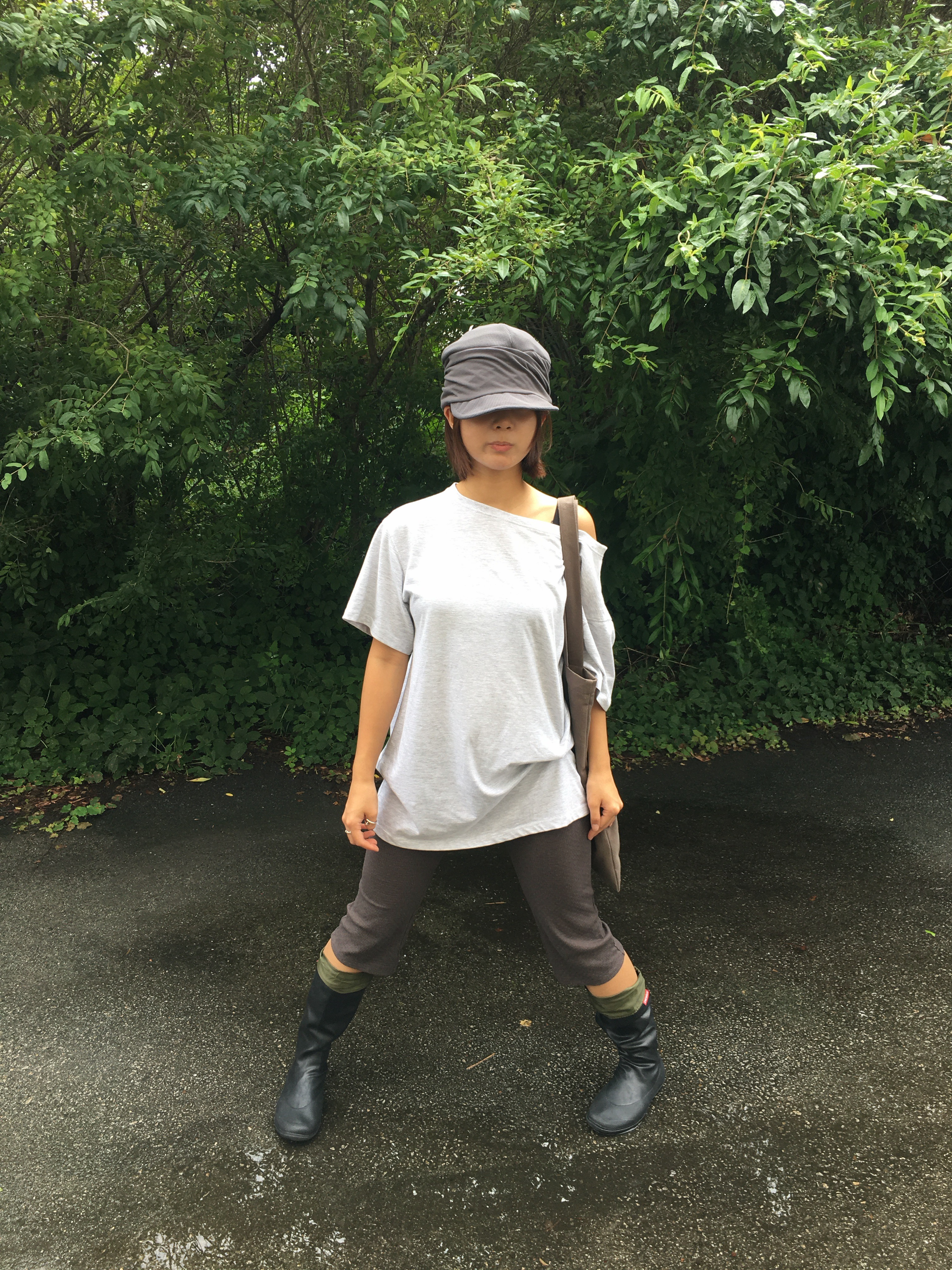 COYSEIO 038 Mini Waffle Folding Leggings Charcoal 착용 스타일