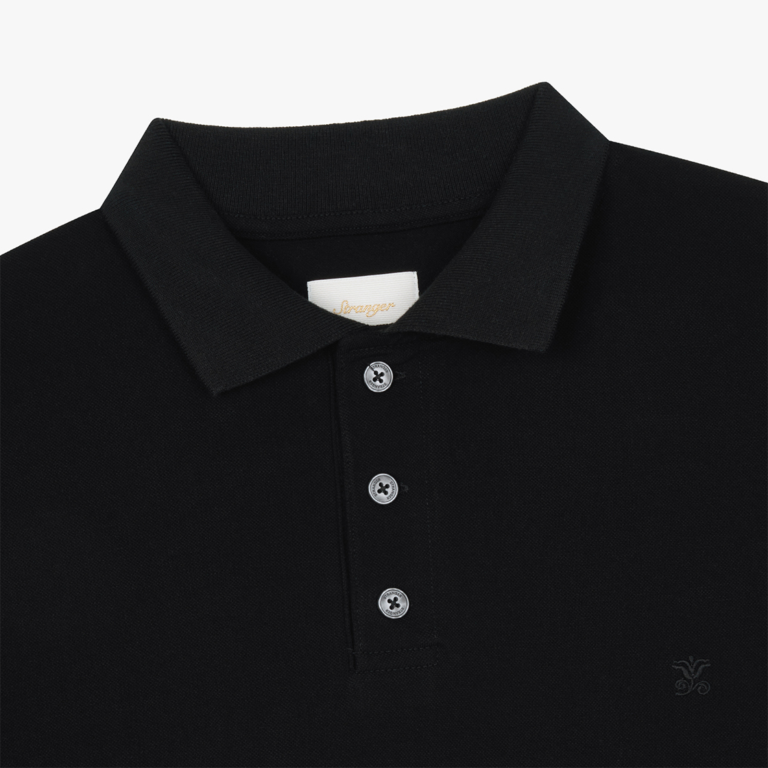 스트레인저 레귤러 핏 실켓 코튼 폴로 셔츠 블랙(Stranger Regular Fit Silket Cotton Polo Shirt (Black)) - 3