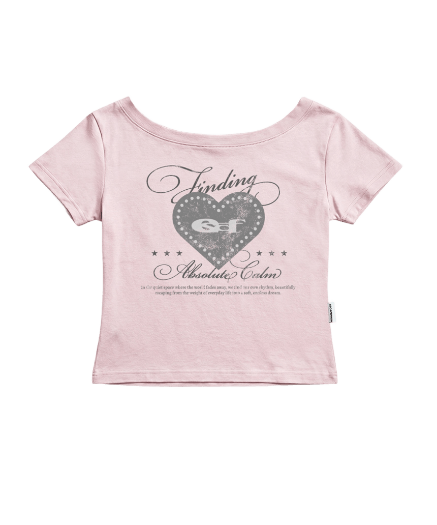 이스케이프프롬 하트 포인트 ESCF 프린트 보트넥 슬림핏 반팔티 핑크(Escapefrom Heart Point ESCF Print Boat Neck Slim Fit T-Shirt Pink) - 2