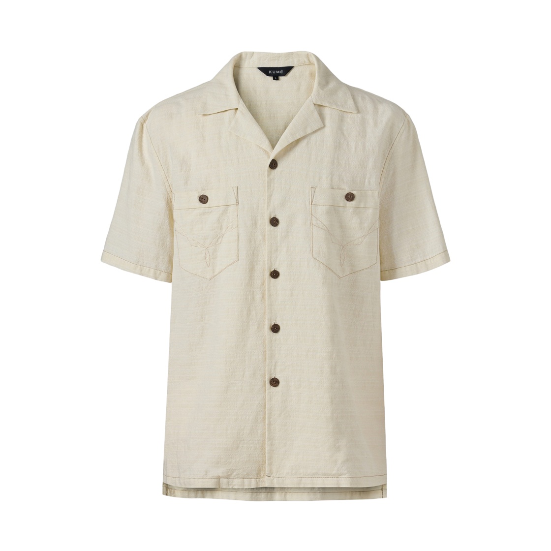 M-KM-26SS-BL08IV KUME Western Embroidered Pocket Shirt - Ivory
