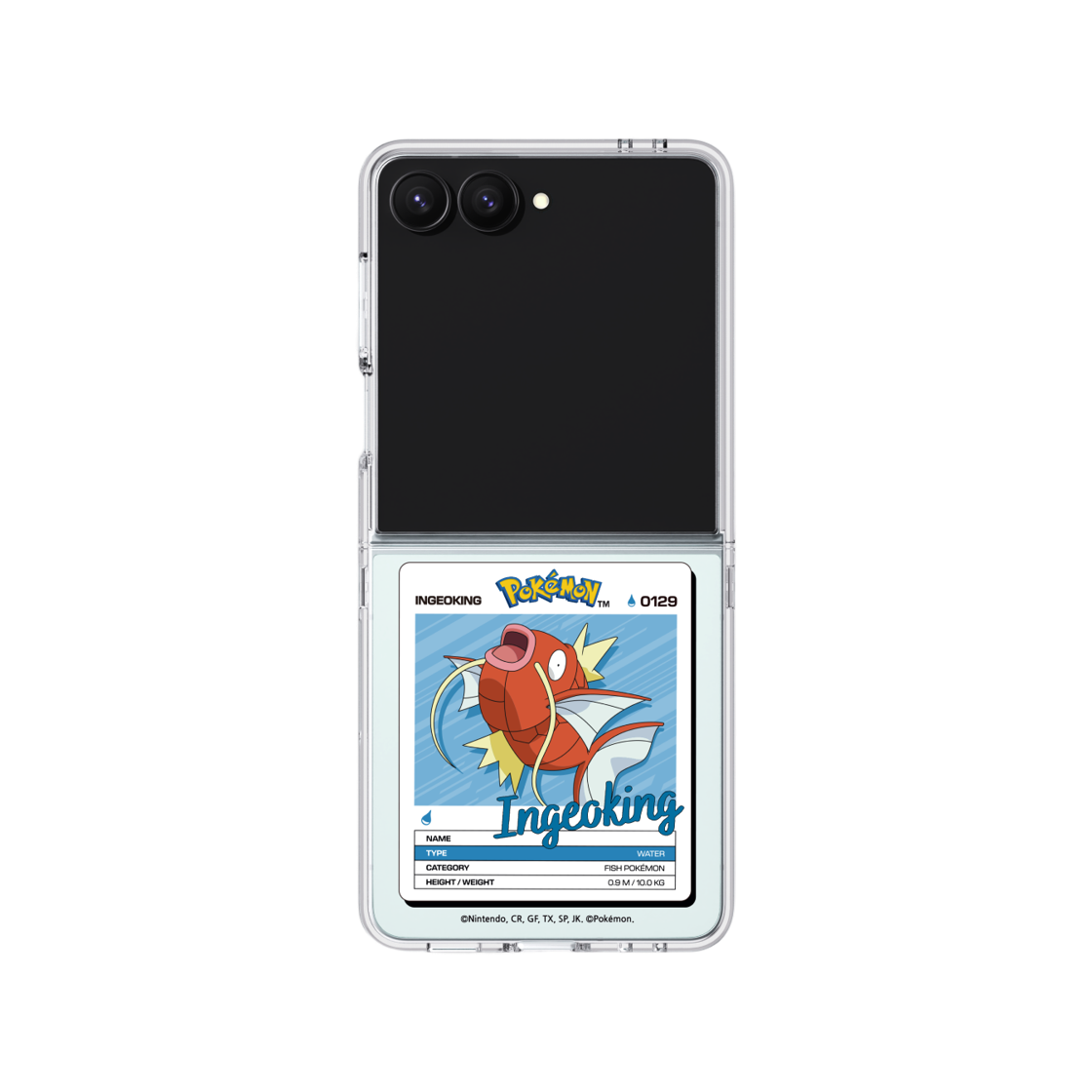 에스엘비에스 포켓몬 잉어킹 네임택 클리어 마그넷 케이스 for Galaxy Z Flip7 Flip8(SLBS Pokémon Magikarp Name tag Clear Magnet Case for Galaxy Z Flip7) - 2