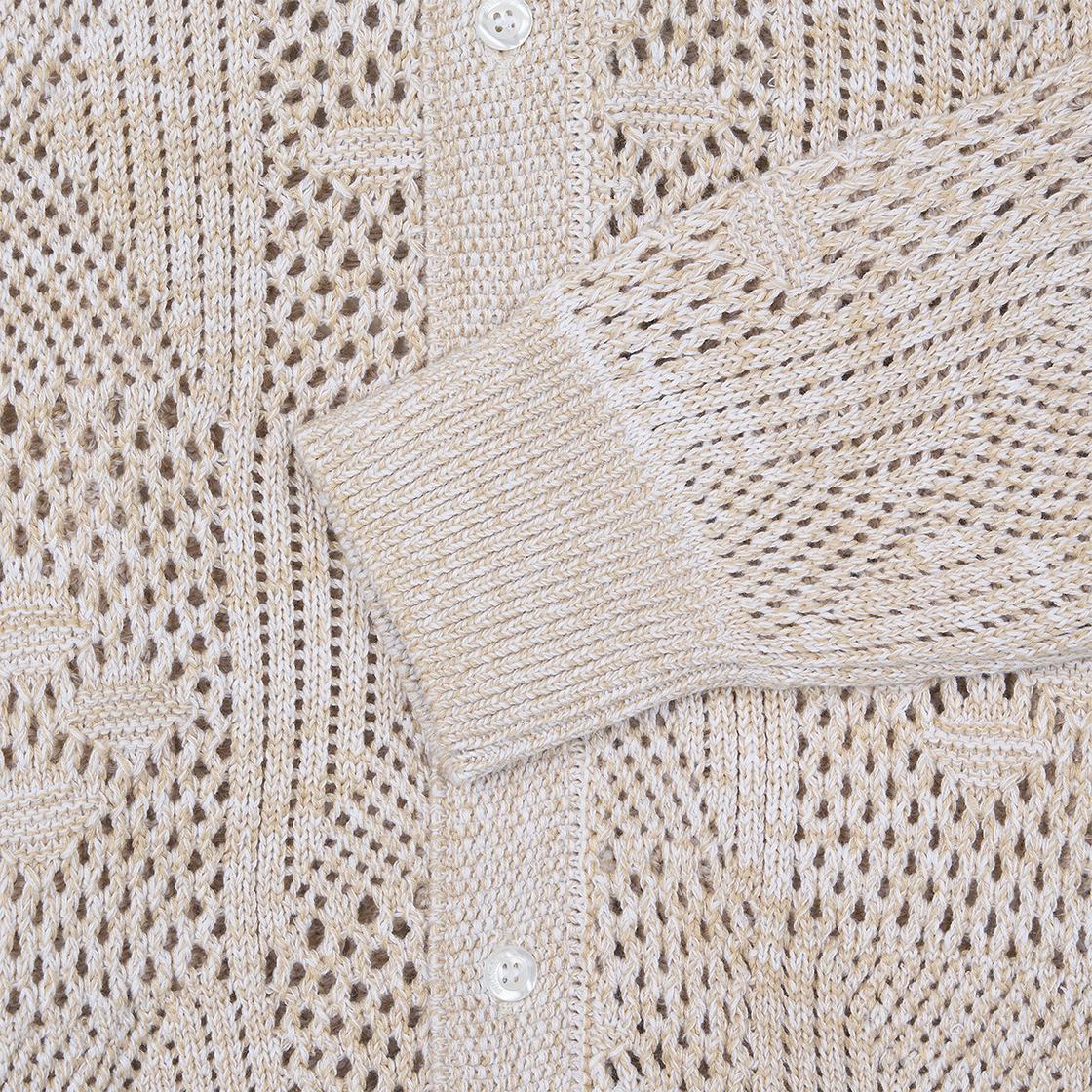 스트레인저 레귤러 핏 텍스처드 코튼 가디건 베이지(Stranger Regular Fit Textured Cotton Cardigan (Beige)) - 3