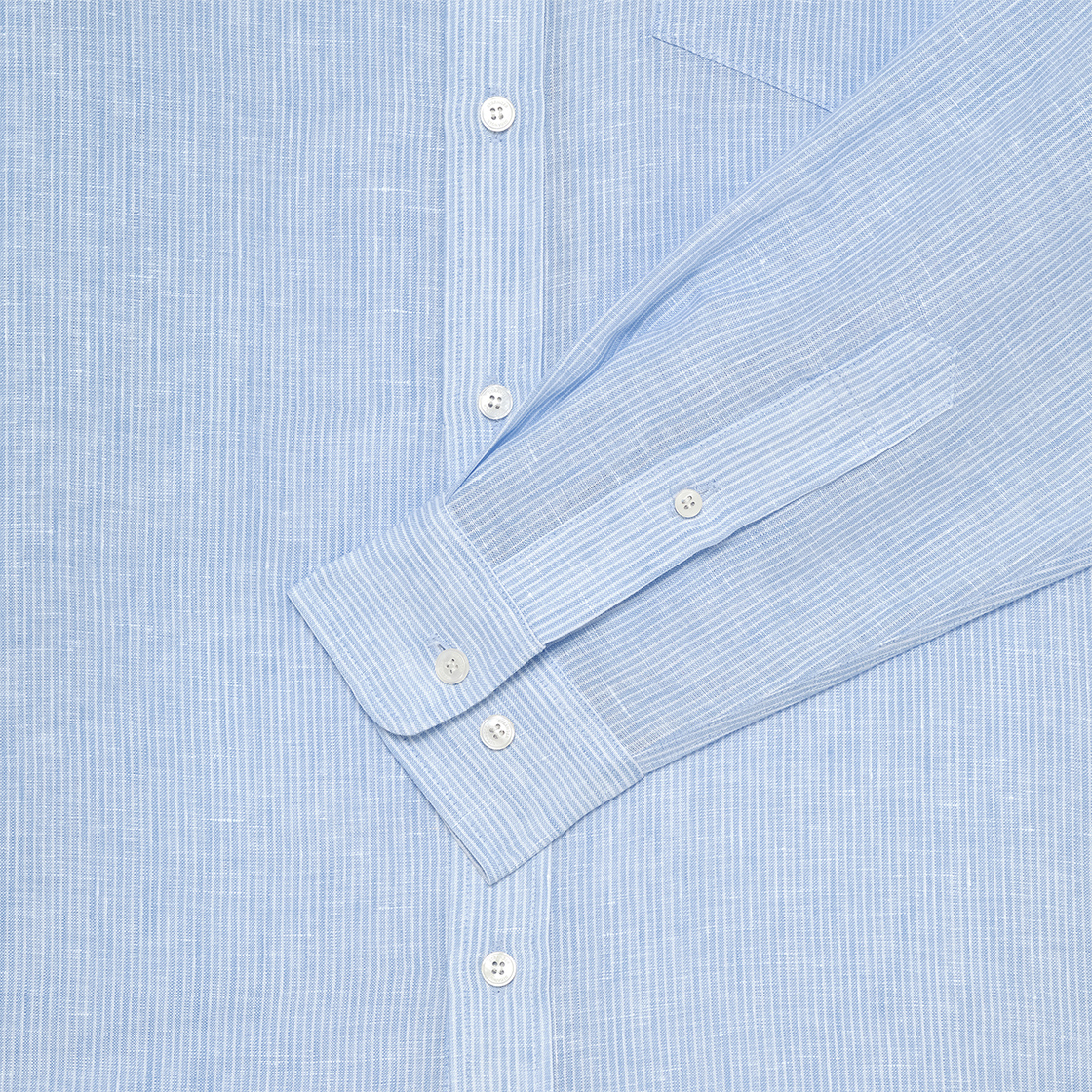 스트레인저 레귤러 핏 스트라이프 린넨 셔츠 라이트 블루(Stranger Regular Fit Stripe Linen Shirt (Light Blue)) - 4