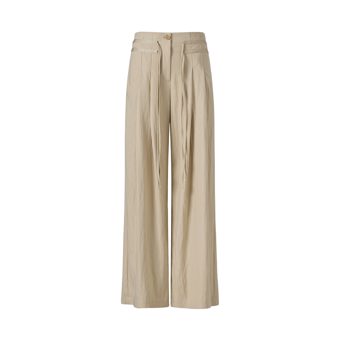KM-26SS-PT03LBE (W) KUME Pintucked Summer Wide Pants - Lightbeige