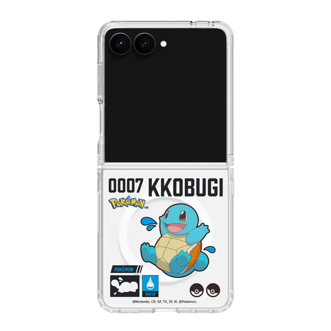 에스엘비에스 포켓몬 꼬부기 인덱스 클리어 마그넷 케이스 for Galaxy Z Flip7 Flip8(SLBS Pokémon Squirtle Index Clear Magnet Case for Galaxy Z Flip7)