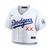 (W) Nike x KAWS MLB Los Angeles Dodgers Cropped Replica Jersey White