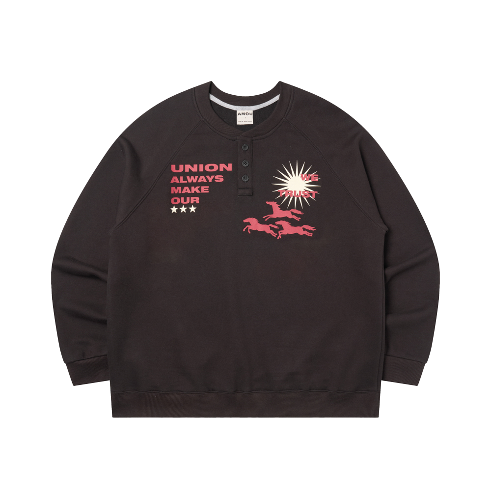 아모우 썬 홀스 헨리넥 블랙(AMOU Sun Hosre Henley Neck Black)