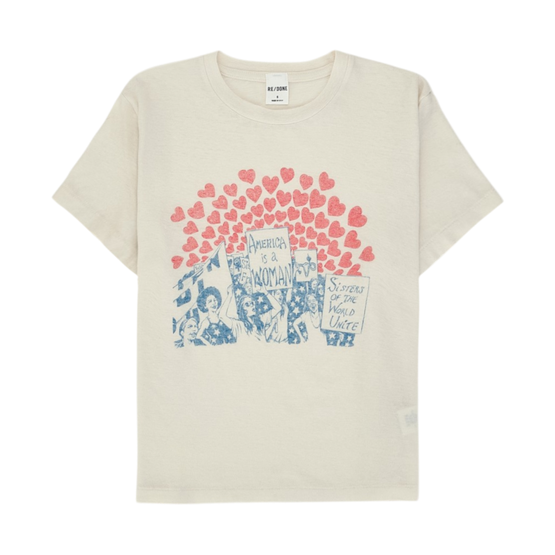 (W) 리던 50s 박시 시스터즈 티셔츠 빈티지 화이트((W) Re/Done 50s Boxy Sisters T-Shirt Vintage White)