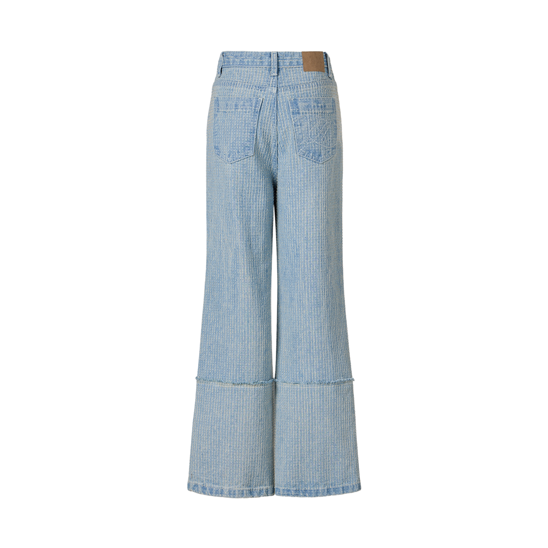 (W) 쿠메 펀칭 세미 와이드 데님 팬츠 라이트블루((W) KUME Punched Semi-Wide Denim Pants - Lightblue) - 2