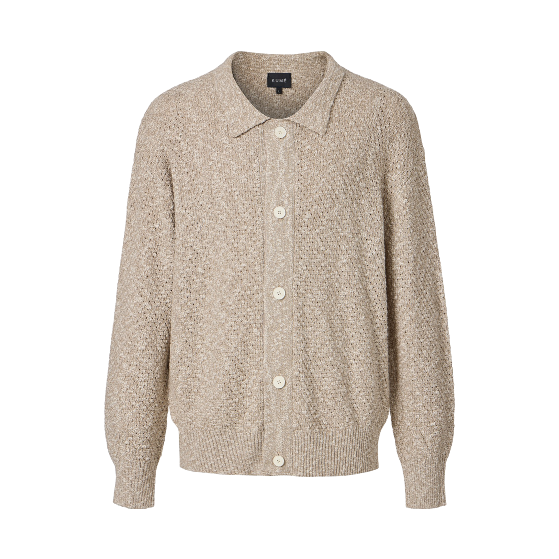 쿠메 슬럽 멜란지 니티드 가디건 베이지(KUME Slub Melange Knitted Cardigan - Beige)