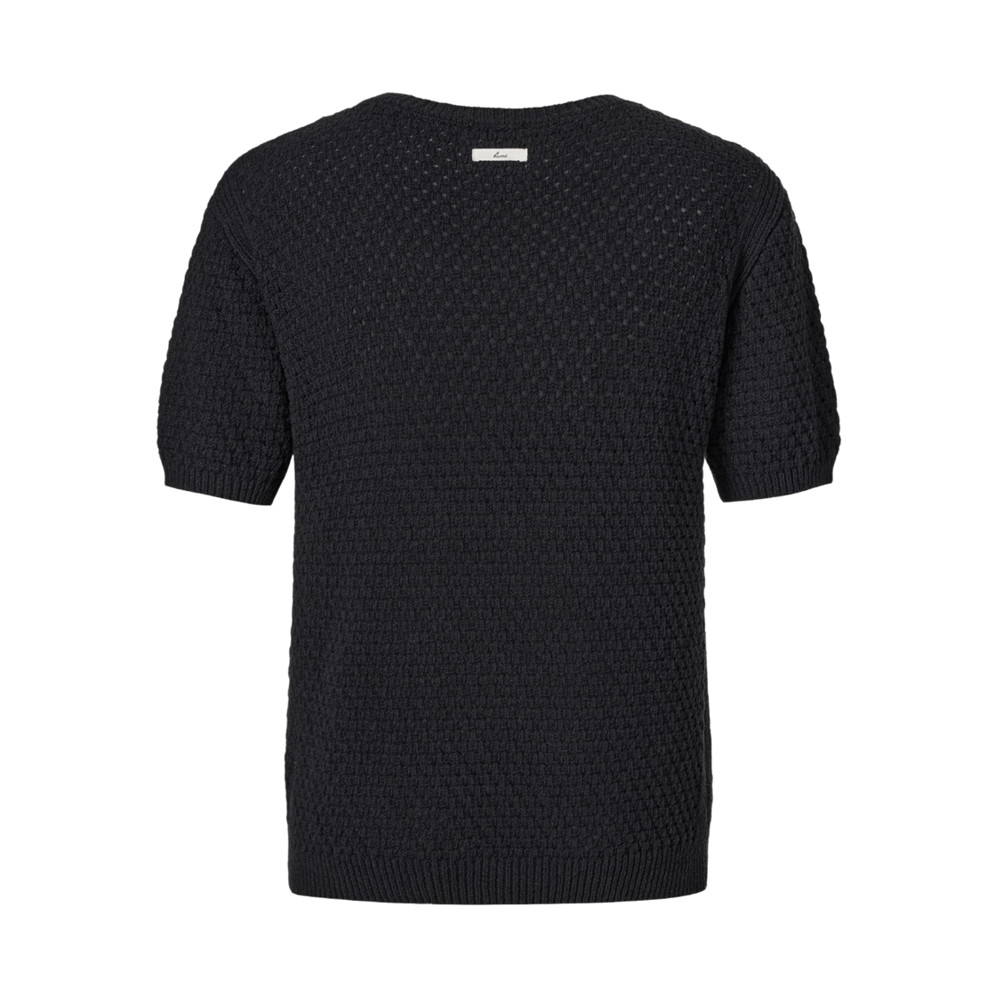 쿠메 와플 크로셰 숏 슬리브 니트 탑 블랙(KUME Waffle Crochet Short Sleeved Knit Top - Black) - 2